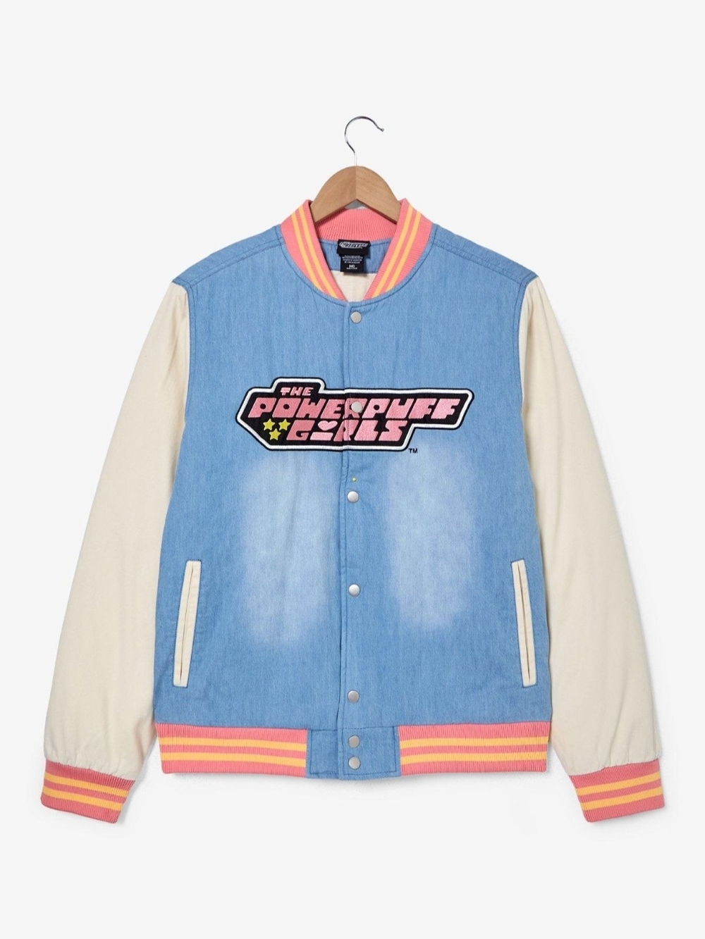 The Powerpuff Girls Denim & Cream Varsity Jacket